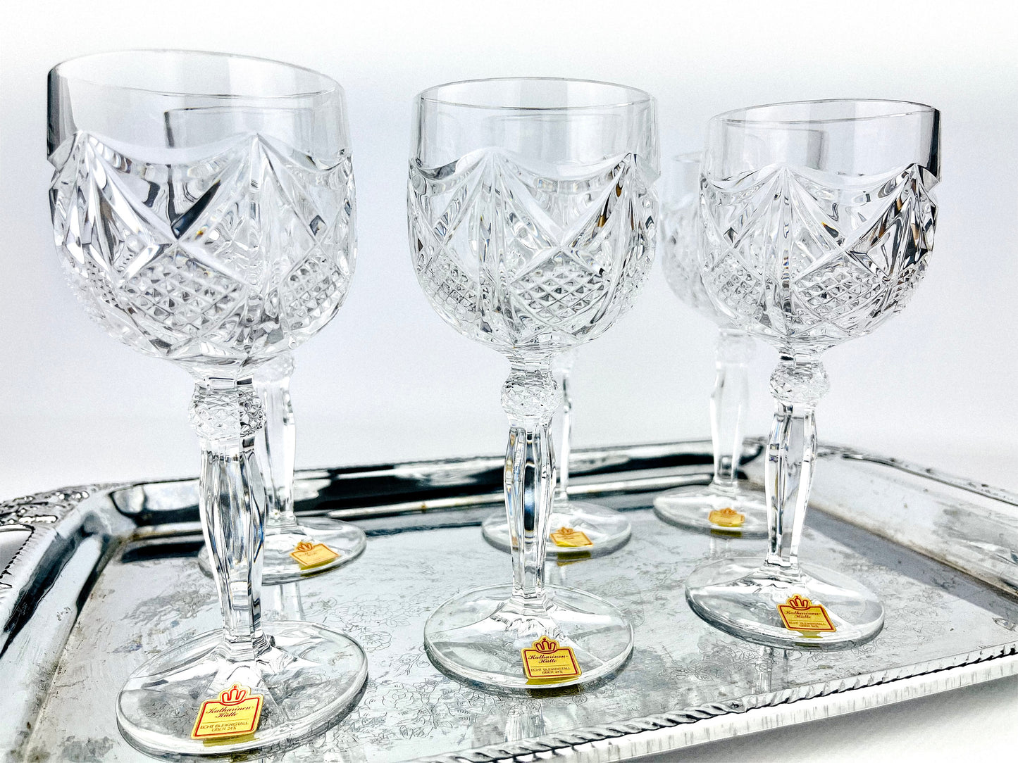 Katharinen Hütte crystal wine glasses (Germany, 1960s)