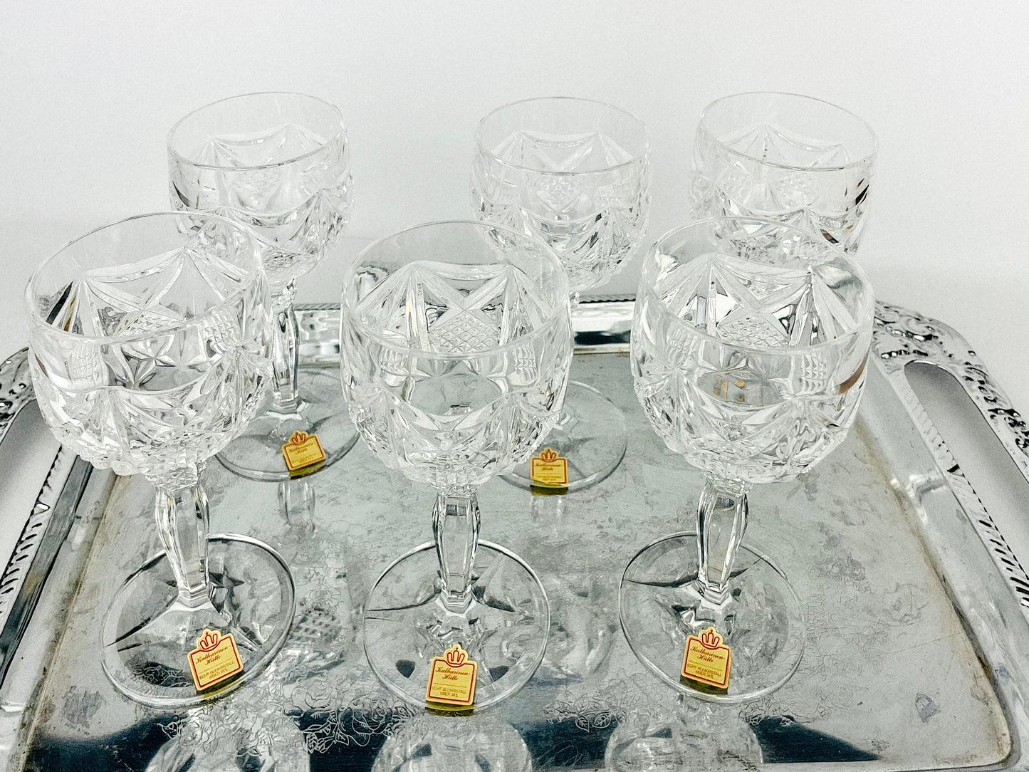 Katharinen Hütte crystal wine glasses (Germany, 1960s)