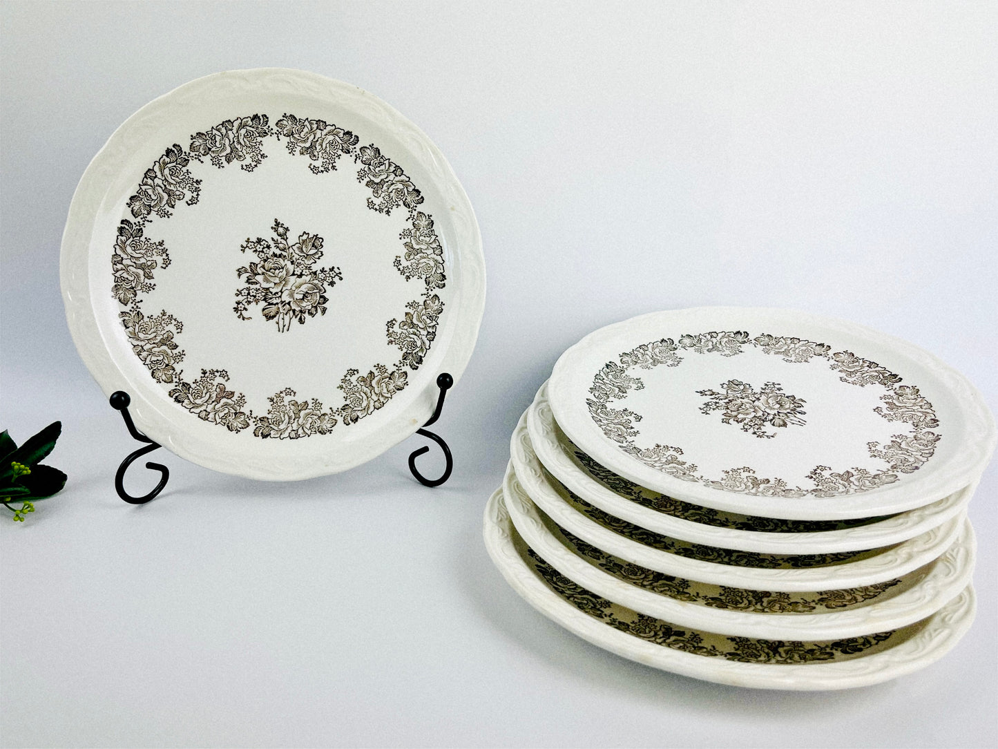 Rare Antique Digoin Sarreguemines plates part of the Clovis Collection (France, early 1940s)