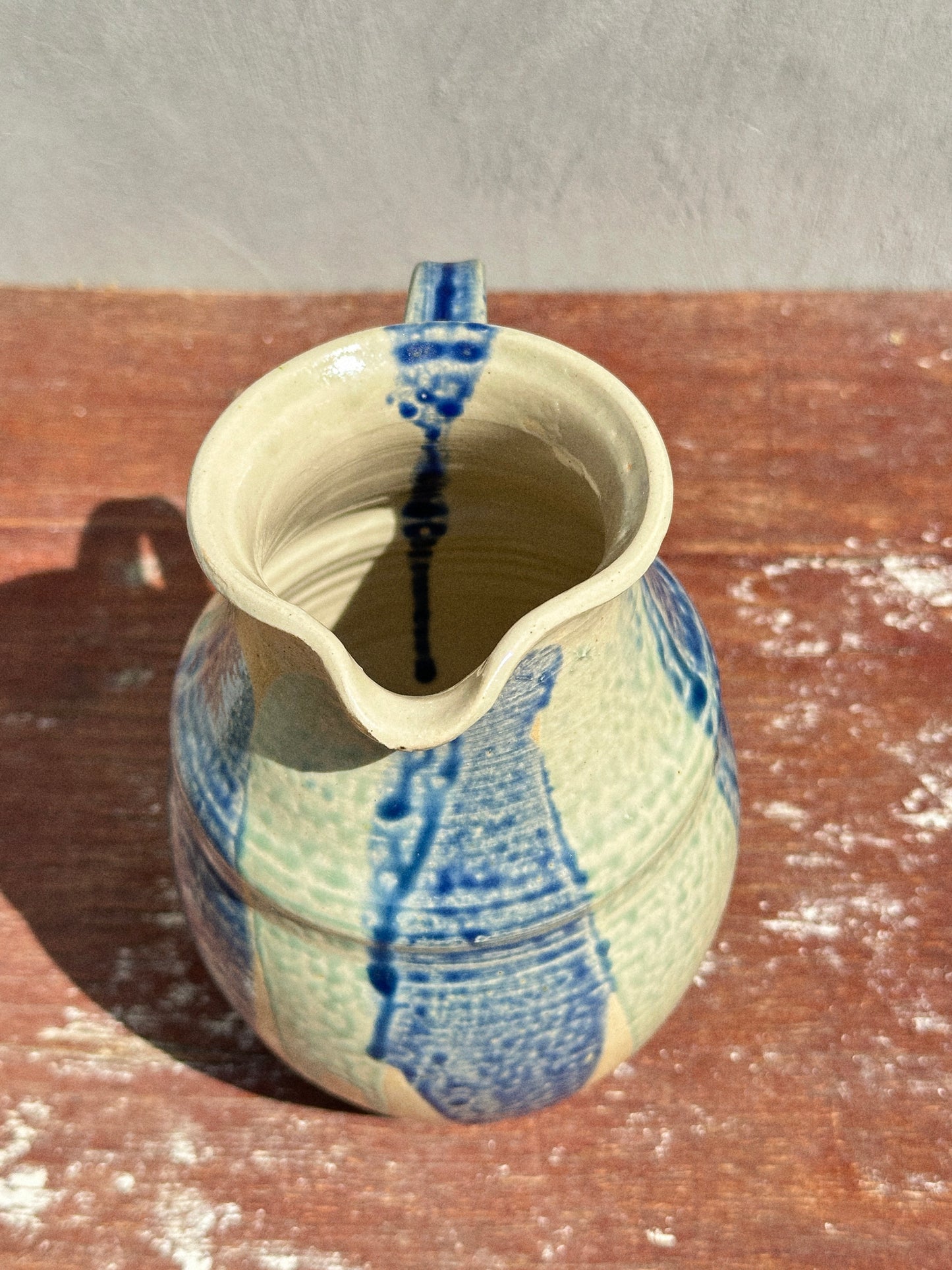 Rare French Stoneware Salt Glazed Mid-Century Studio Pottery Pitcher Vase (France, 1960s)