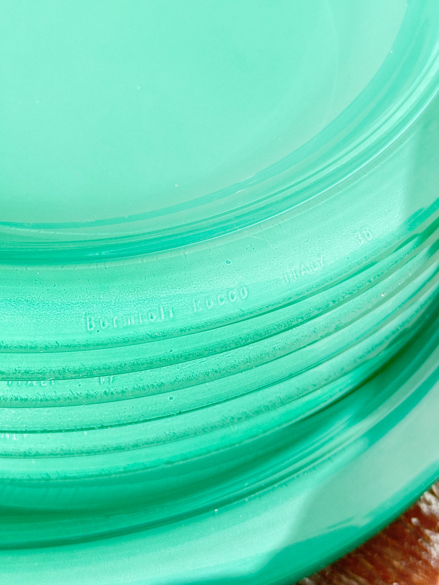 Vintage Mint Green Bormioli Rocco Italy Vetrorama Tempered Glass Plates & Bowls Set (Italy, 1960s)