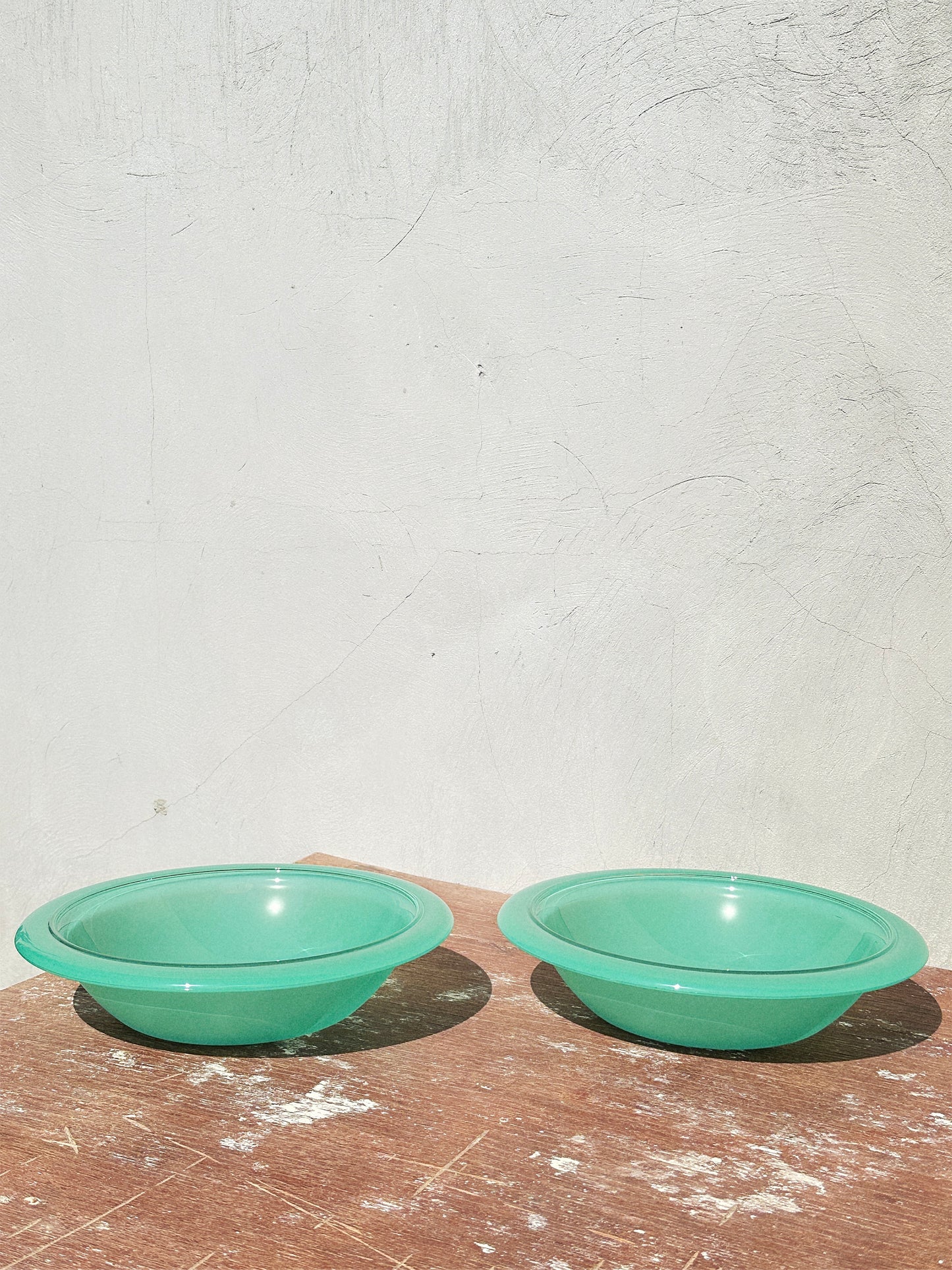 Vintage Mint Green Bormioli Rocco Italy Vetrorama Tempered Glass Plates & Bowls Set (Italy, 1960s)