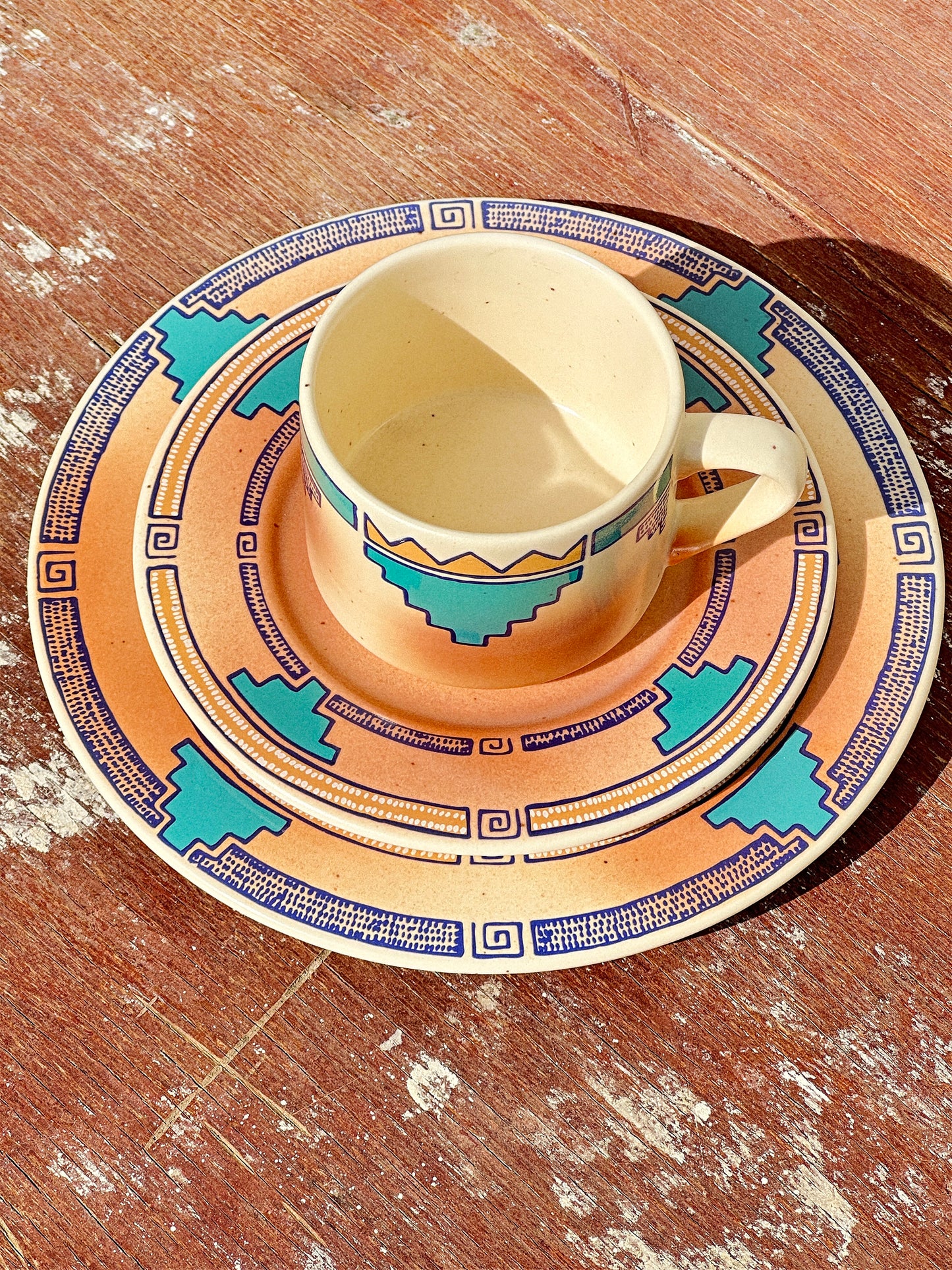 Rare Waechtersbach Indian Summer Collection Breakfast Trio (Germany, 1960s)