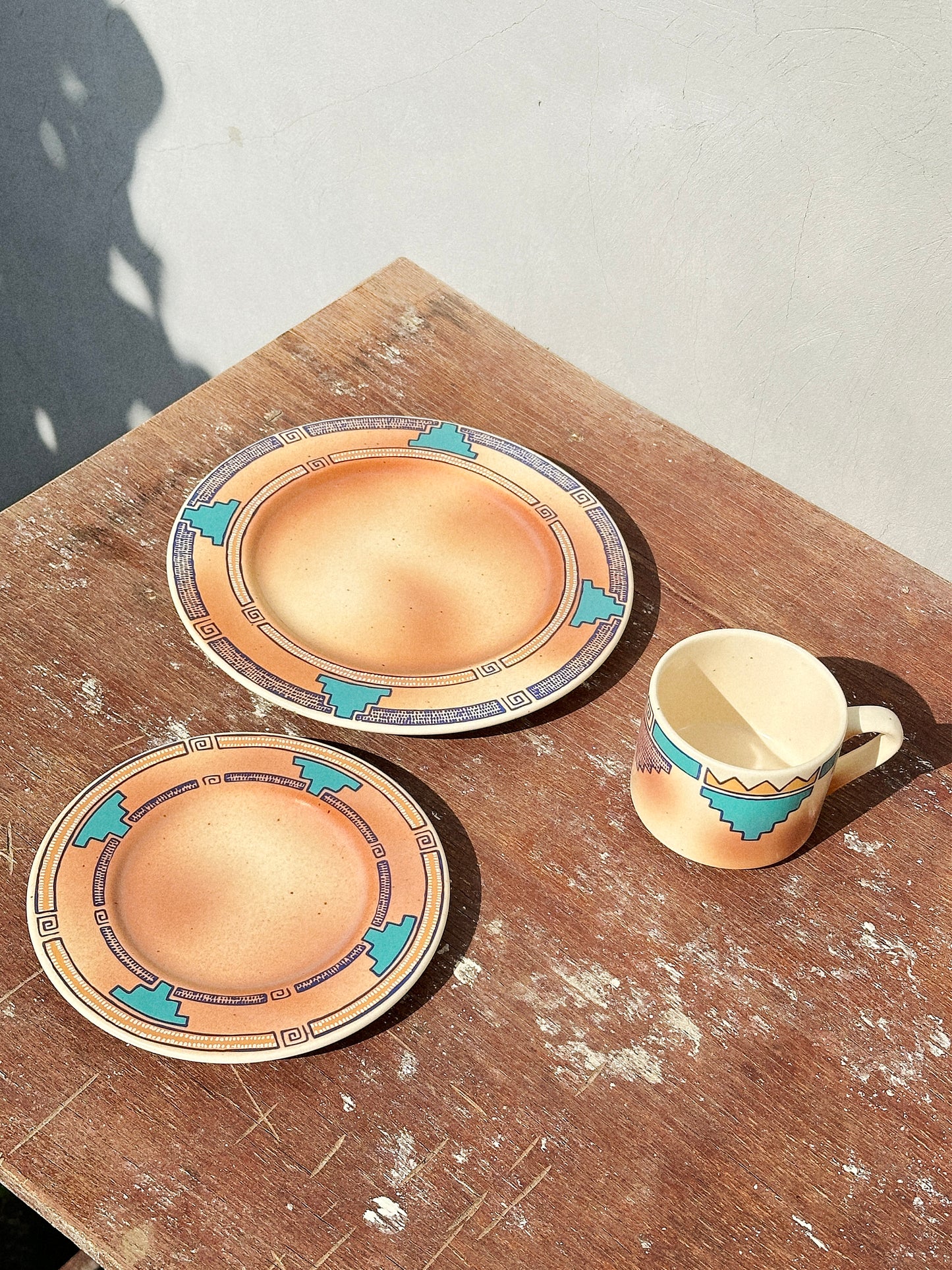 Rare Waechtersbach Indian Summer Collection Breakfast Trio (Germany, 1960s)