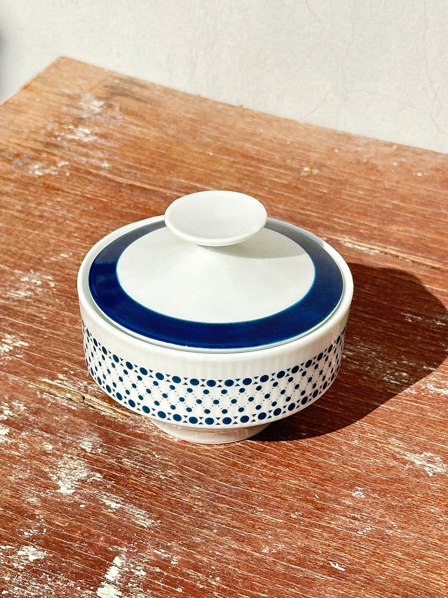Op Art Mid-Century Winterling Marktleuthen Bavaria Navy Blue Dots Pattern 18-Pieces Set (Germany, 1950s)
