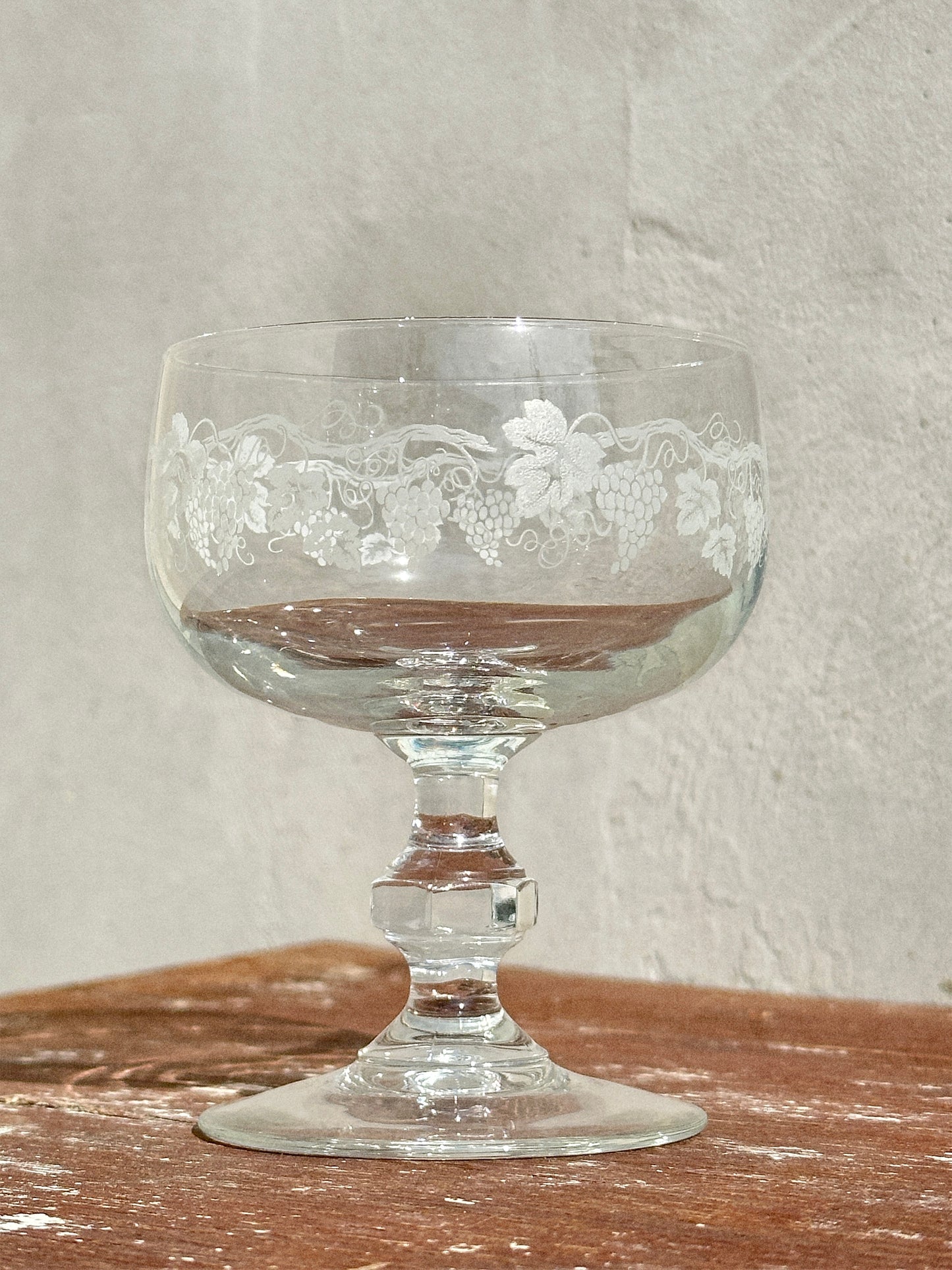 Vintage Luminarc Glasses part of the Sarment Collection with Grape Vine Pattern (France, 1970s)