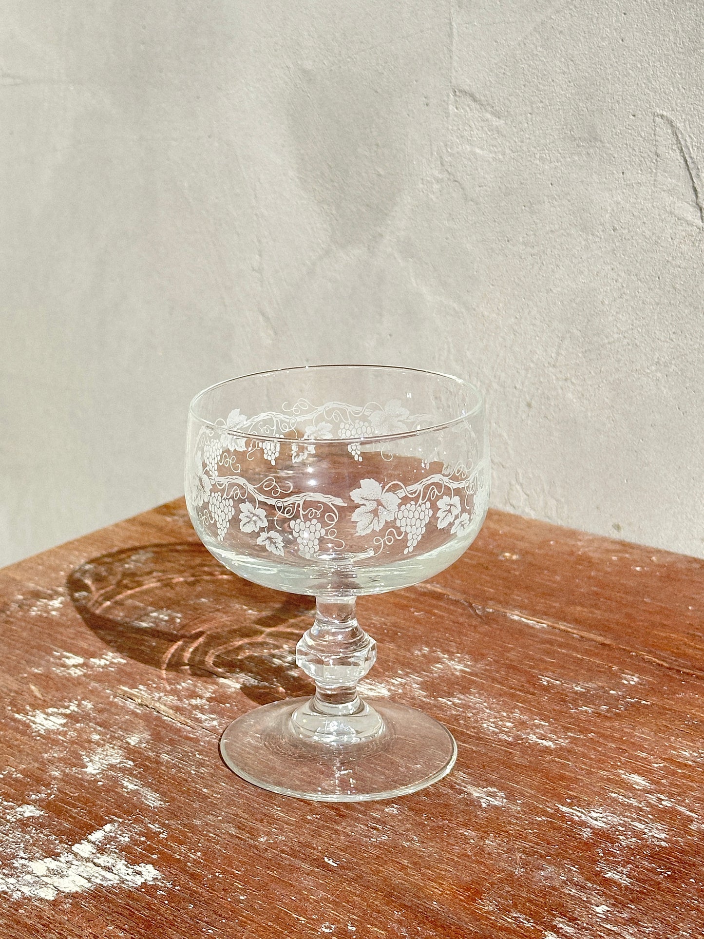 Vintage Luminarc Glasses part of the Sarment Collection with Grape Vine Pattern (France, 1970s)