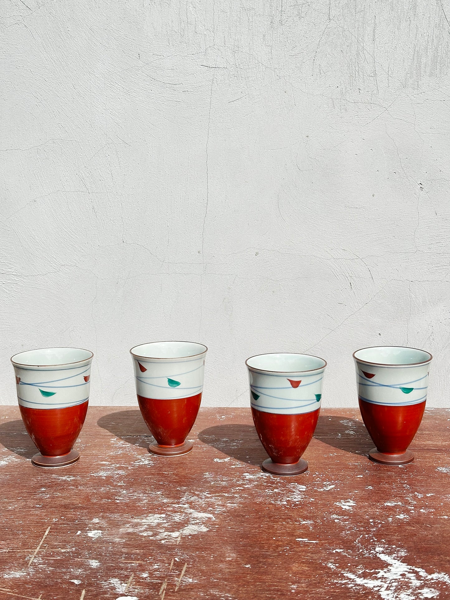 Super Rare Arita Yaki Porcelain Tea Ceremony Footed cups (Japan, 1950s)