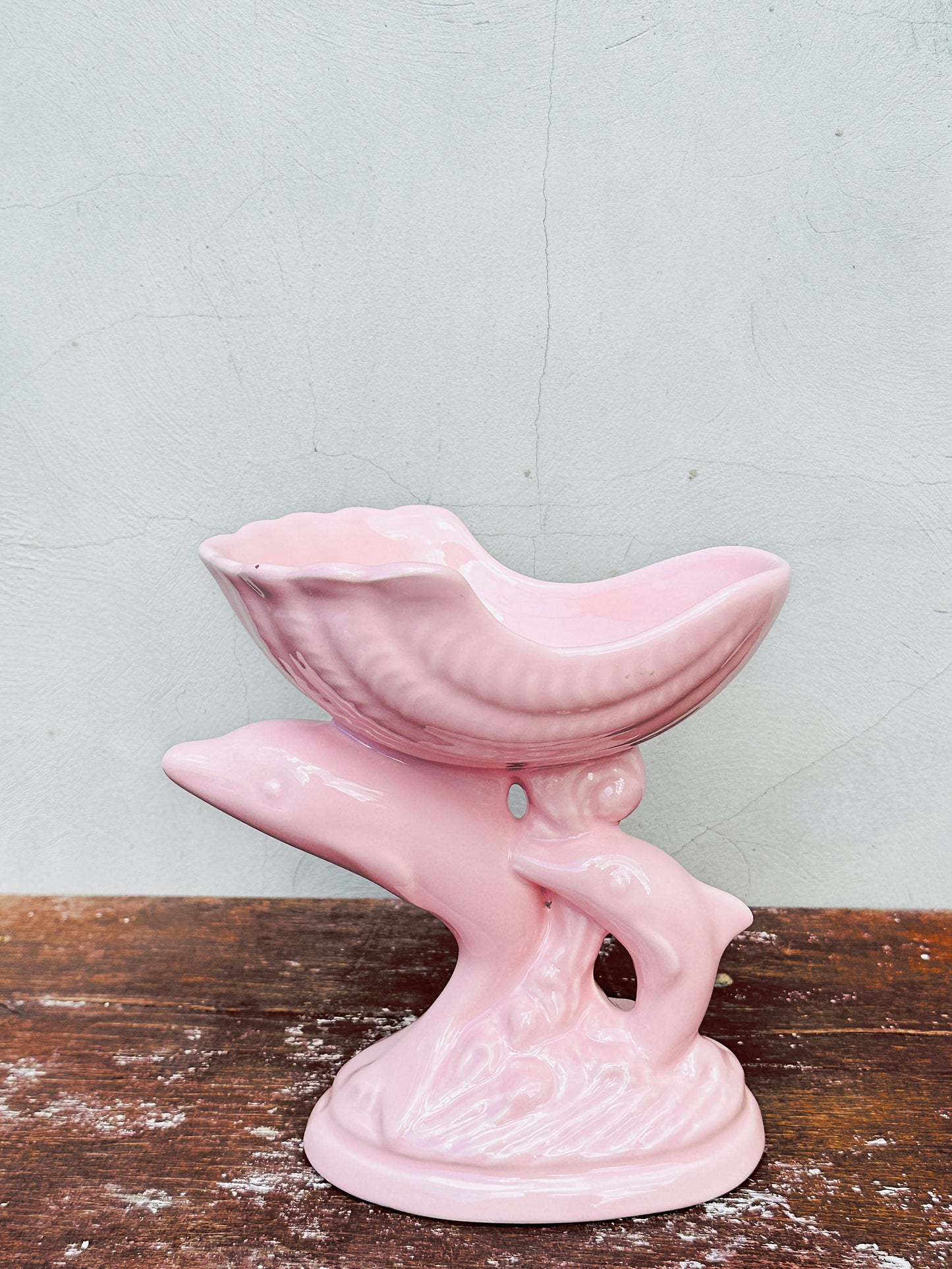 Rare Collectible Dolphin & Shell Ceramic Pedestal Dish (UK, 1960s)