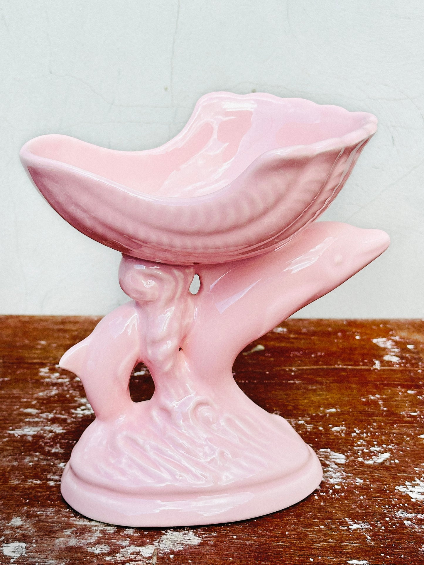 Rare Collectible Dolphin & Shell Ceramic Pedestal Dish (UK, 1960s)