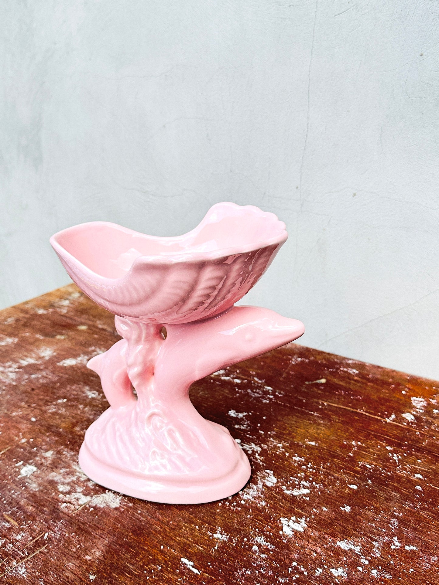 Rare Collectible Dolphin & Shell Ceramic Pedestal Dish (UK, 1960s)