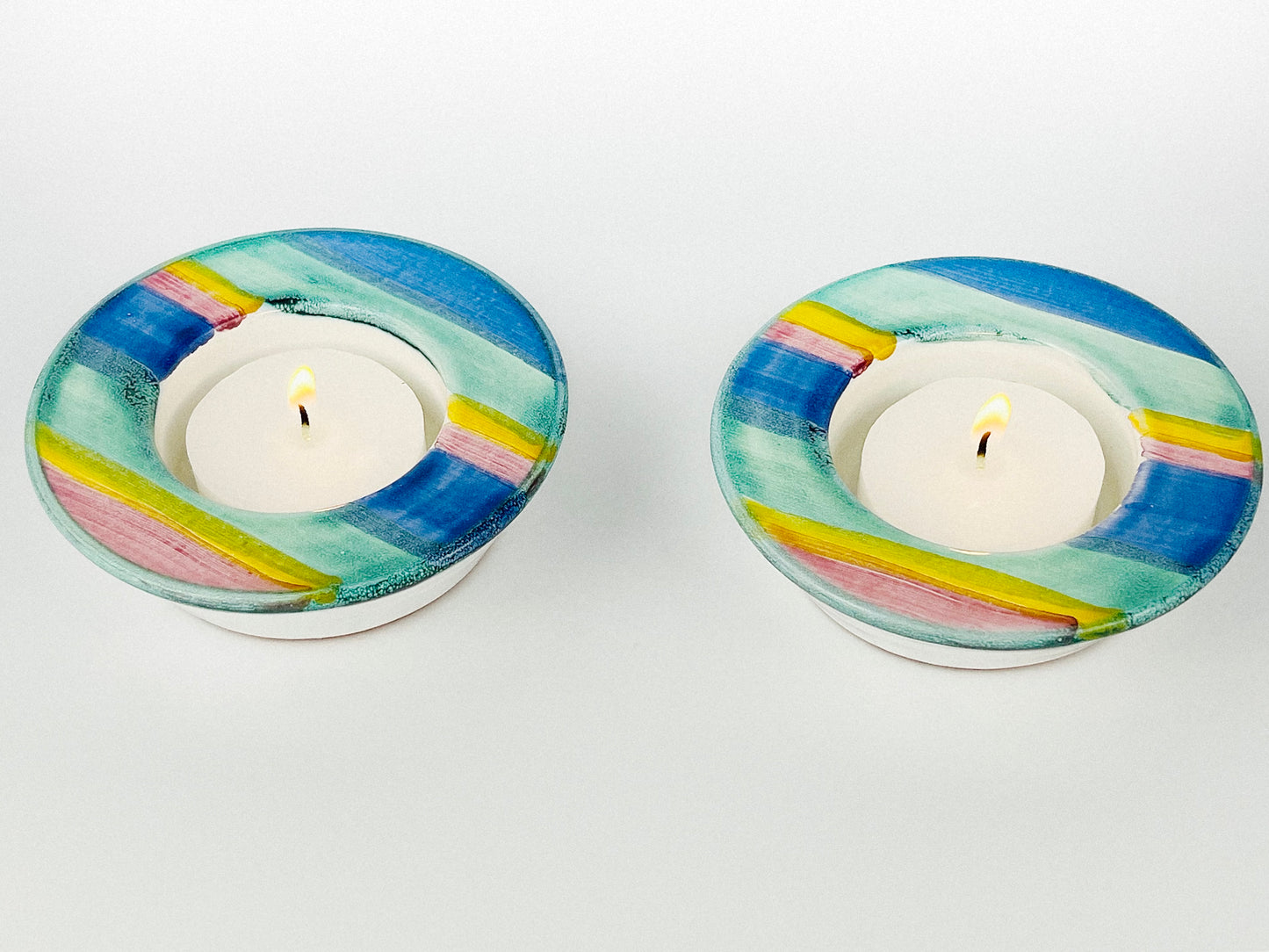 Rare Bangholm Keramik set of candle holders (Denmark, 1960s)