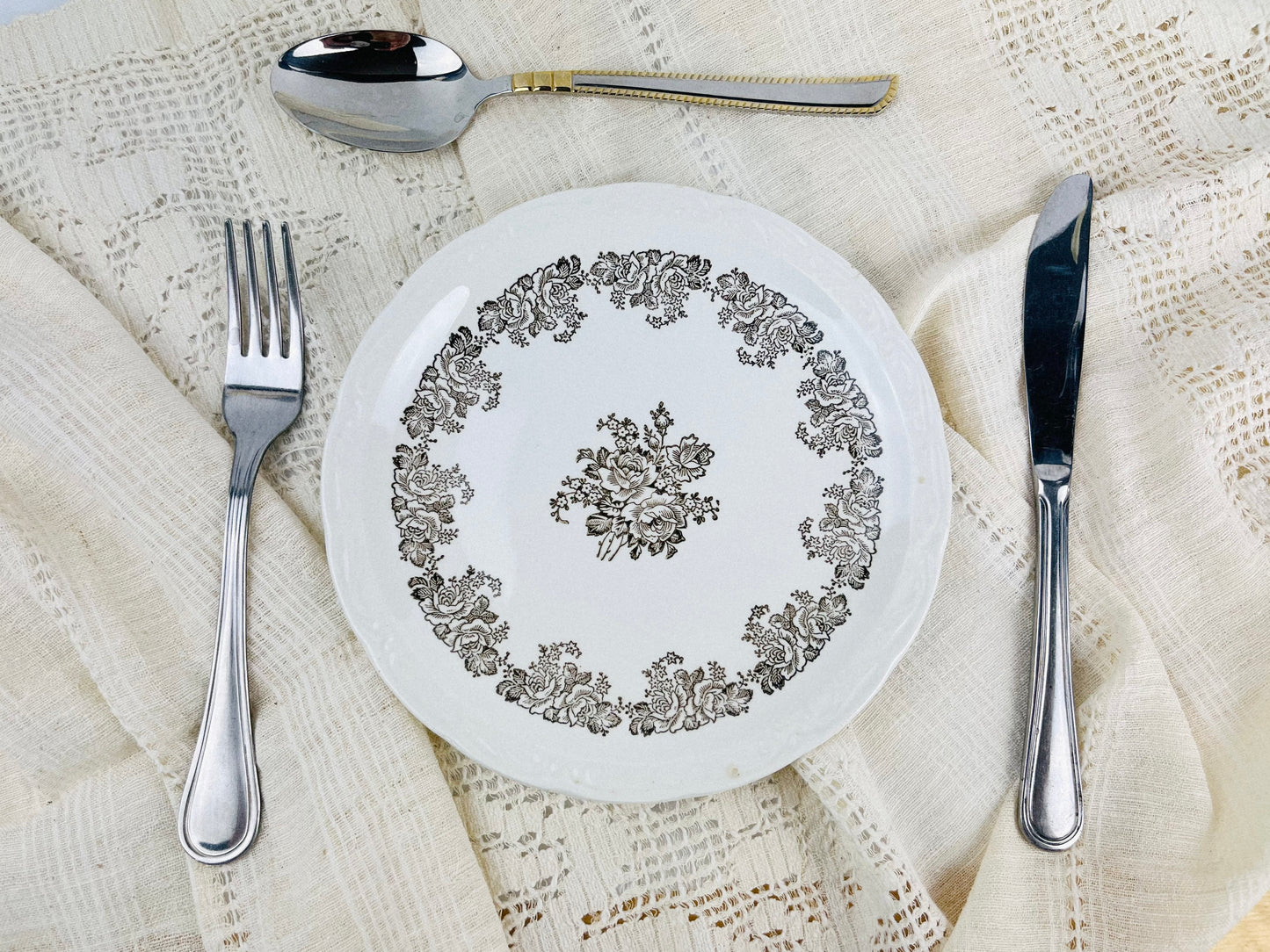 Rare Antique Digoin Sarreguemines plates part of the Clovis Collection (France, early 1940s)
