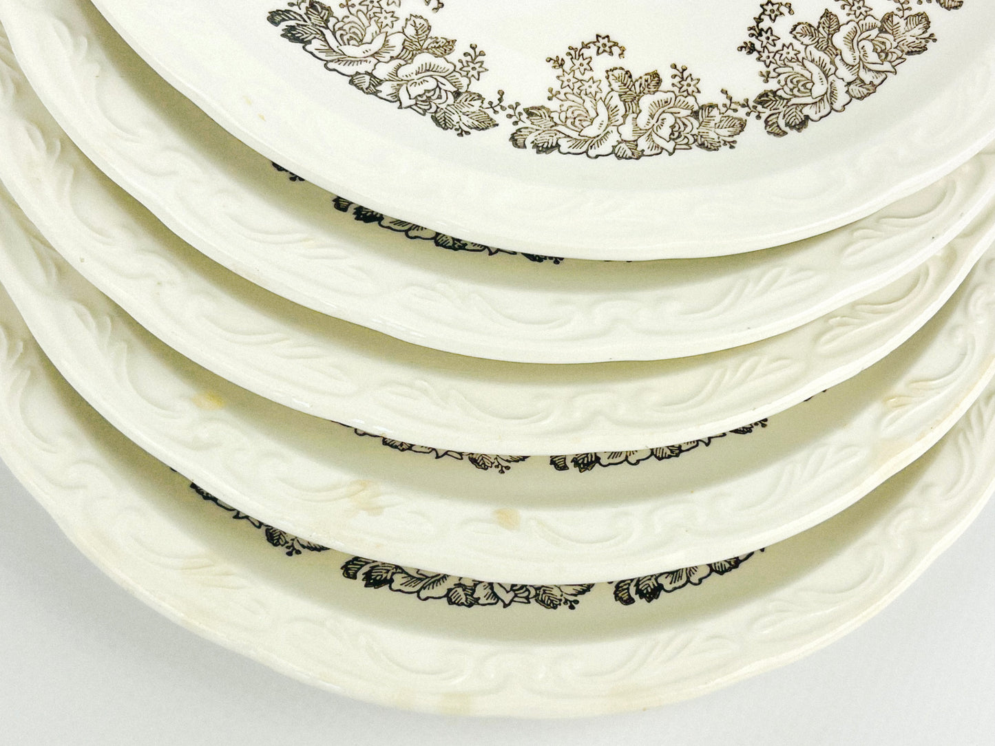 Rare Antique Digoin Sarreguemines plates part of the Clovis Collection (France, early 1940s)