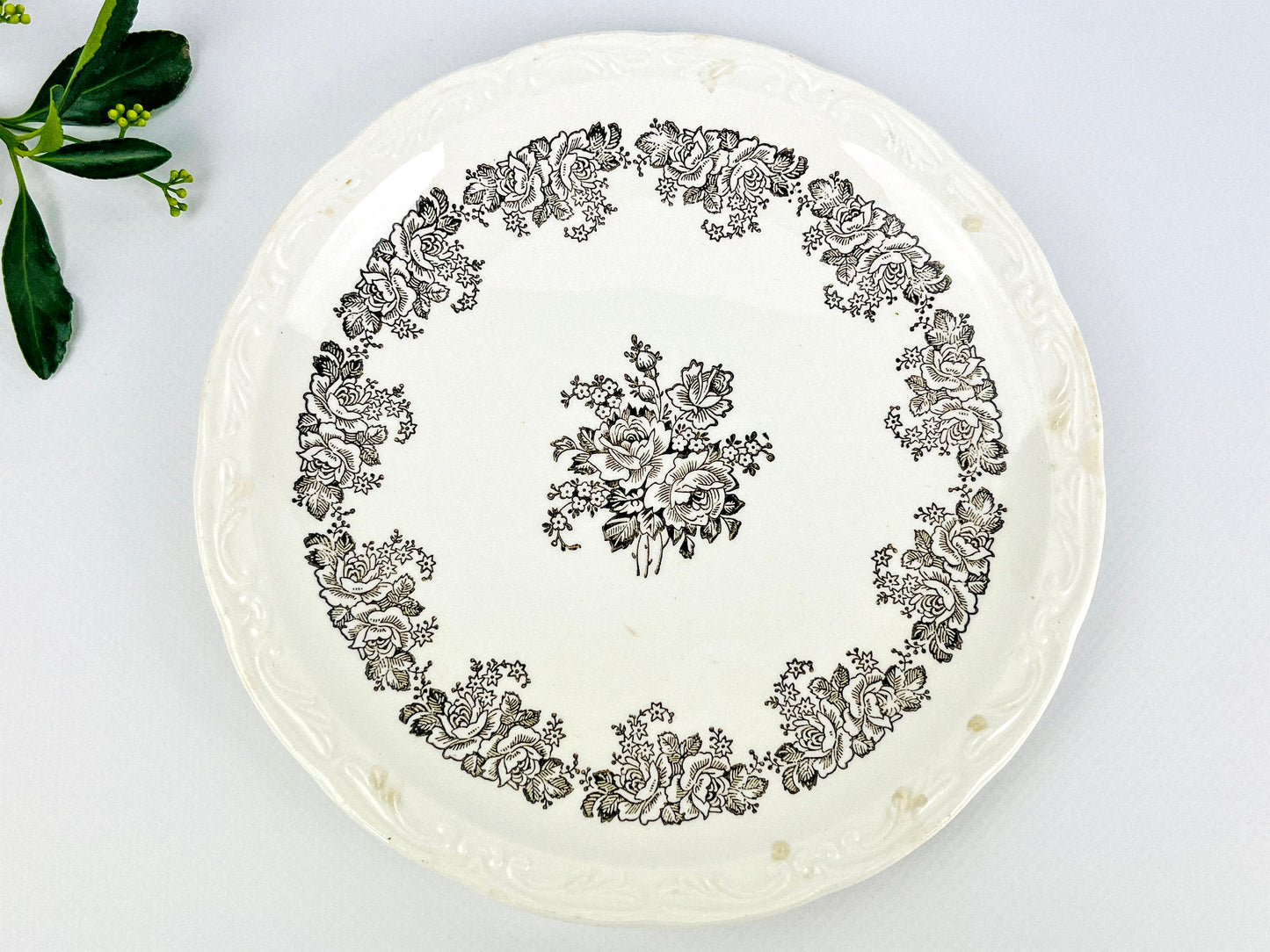 Rare Antique Digoin Sarreguemines plates part of the Clovis Collection (France, early 1940s)