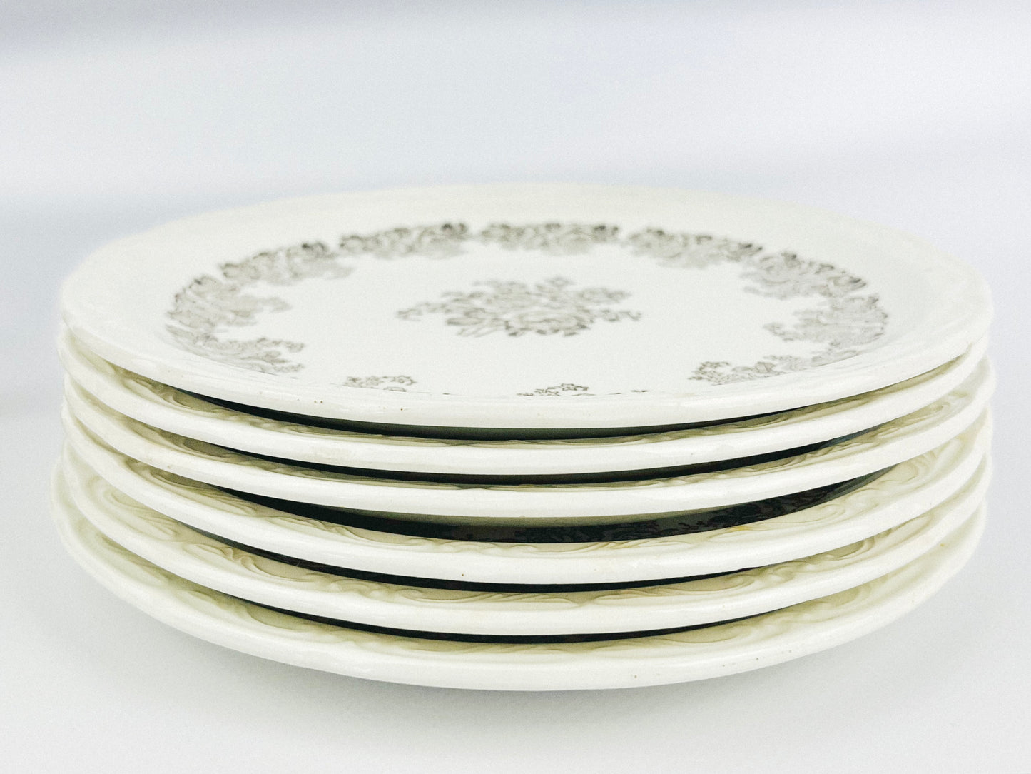 Rare Antique Digoin Sarreguemines plates part of the Clovis Collection (France, early 1940s)