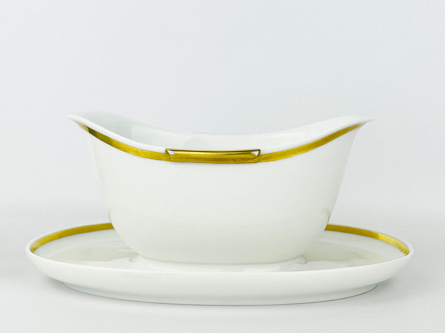 Rosenthal Helena shape porcelain sauce boat with attached underplate (1935-1936)