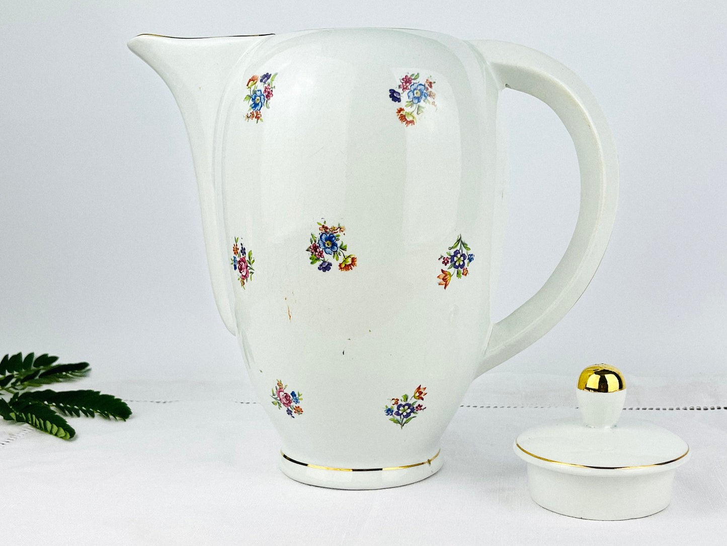 Rare Antique Saint-Amand-les-Eaux opaque-porcelain teapot (France, 1920s)