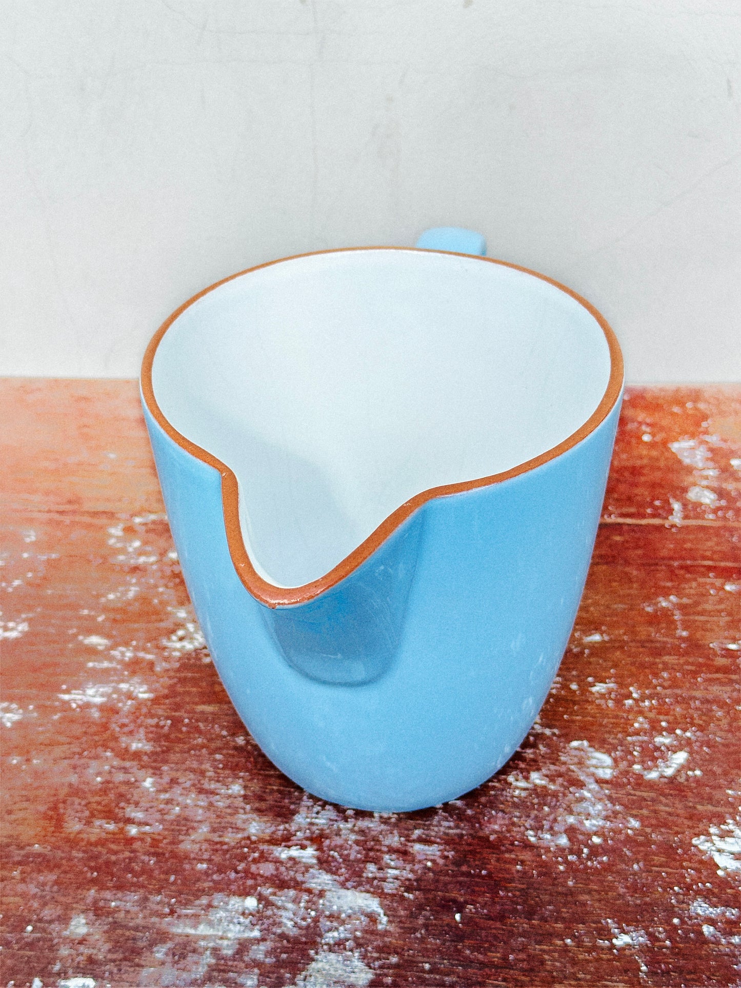 Studio Pottery Danish Blå Himmel/Terracotta Glazed Earthenware Jug (Denmark, 1990s)