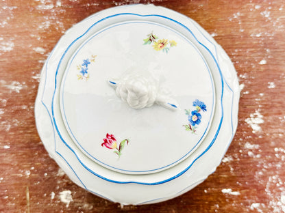 Rare Antique Schlottenhof Royal Bavaria Crown Lion Porcelain Tureen with Grape Knob (Bavaria, 1890s)