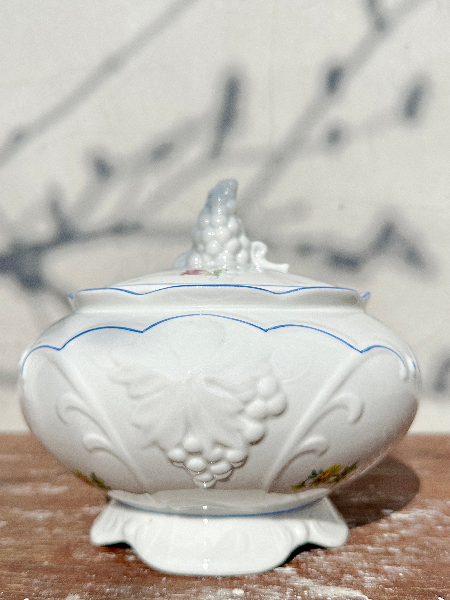 Rare Antique Schlottenhof Royal Bavaria Crown Lion Porcelain Tureen with Grape Knob (Bavaria, 1890s)