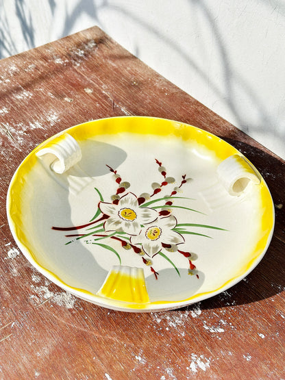 Super Rare French Antique XIX century Faïance Small Platter with Triple Inner Handles (France, 1890s)