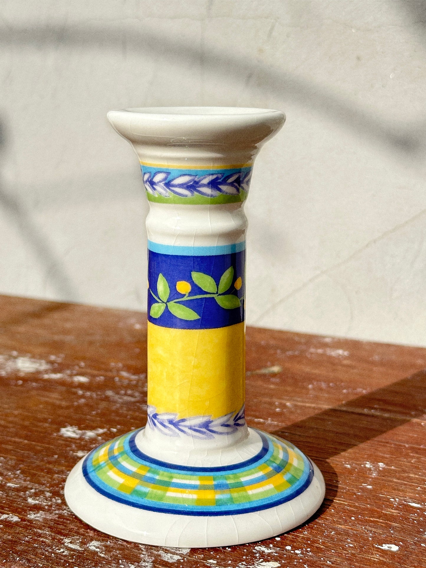 Ceraminter Italy Olive Plates & Vista Alegre Portugal Candlestick Holder  (Italy & Portugal, 1980s)