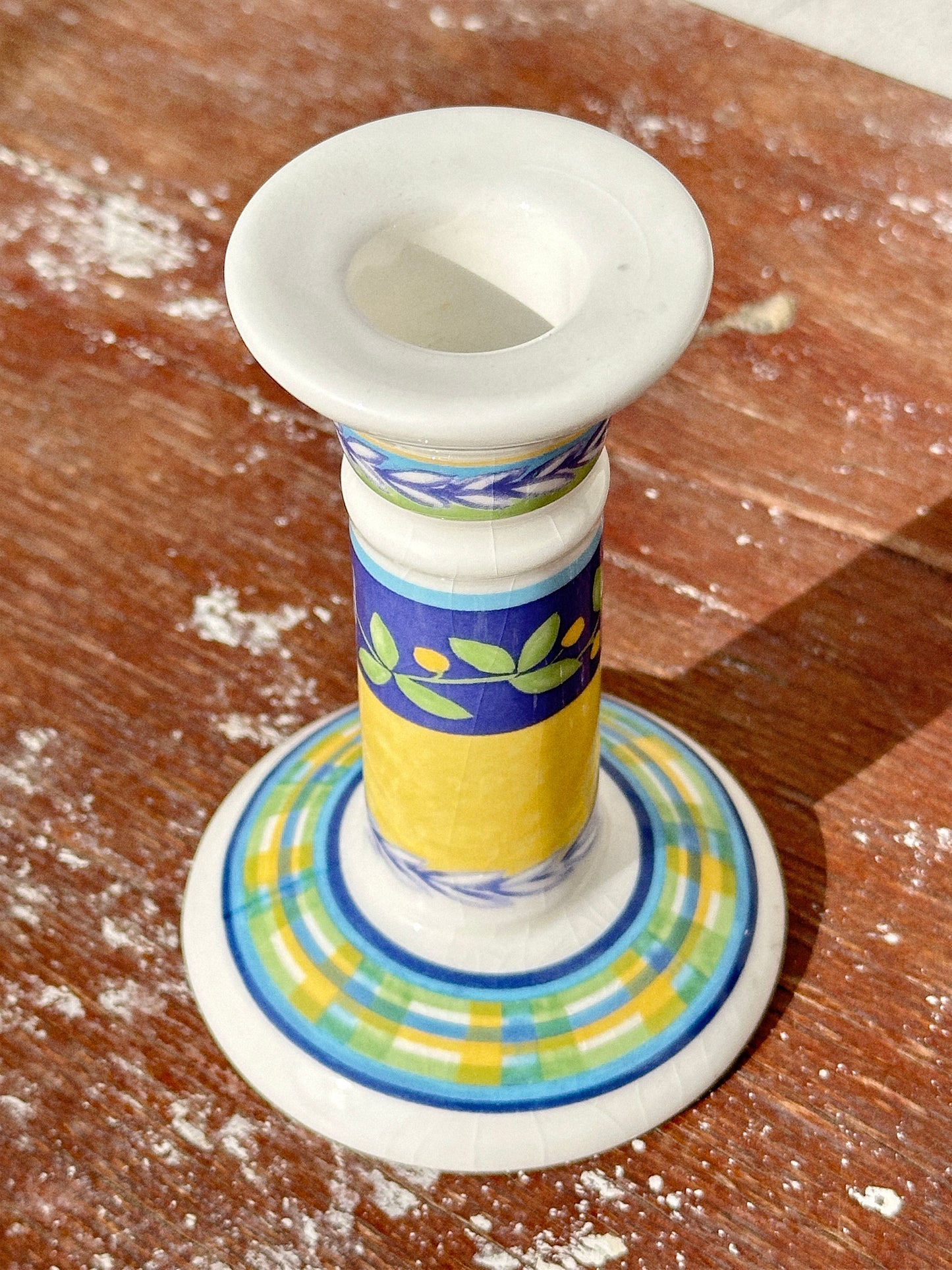 Ceraminter Italy Olive Plates & Vista Alegre Portugal Candlestick Holder  (Italy & Portugal, 1980s)