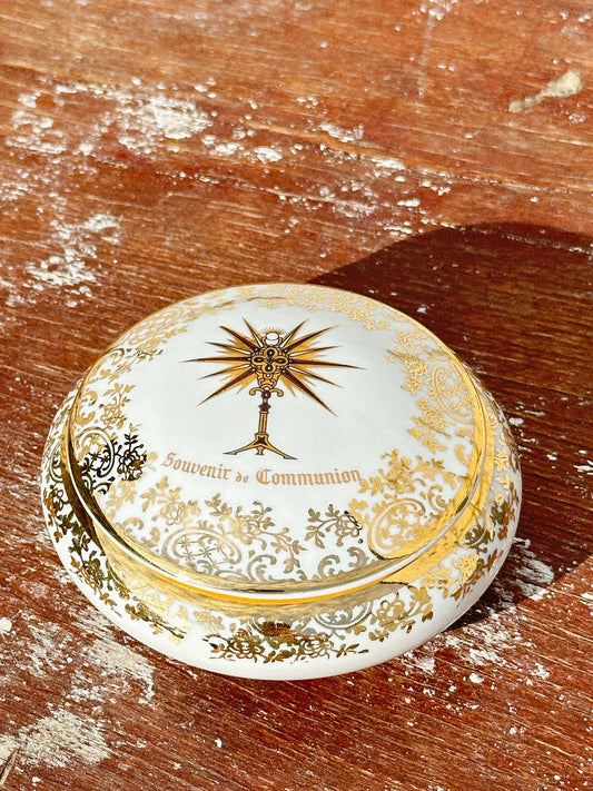 Rare Limoges Porcelain Keepsake/Communion Box/Bonbonniére ( 1960s, France)