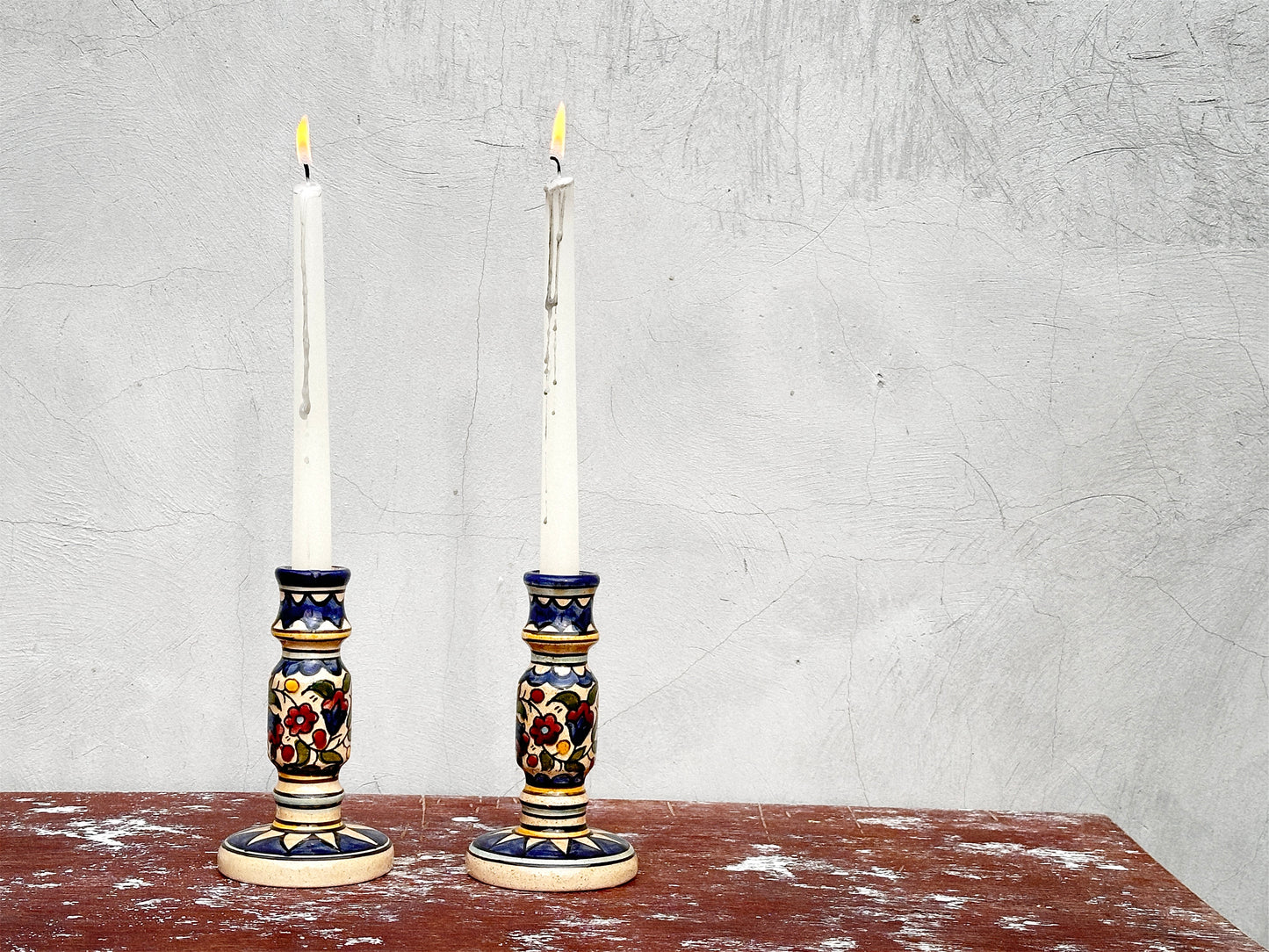 Vintage Italian Glazed Ceramic Candlestick Holders (1950s)