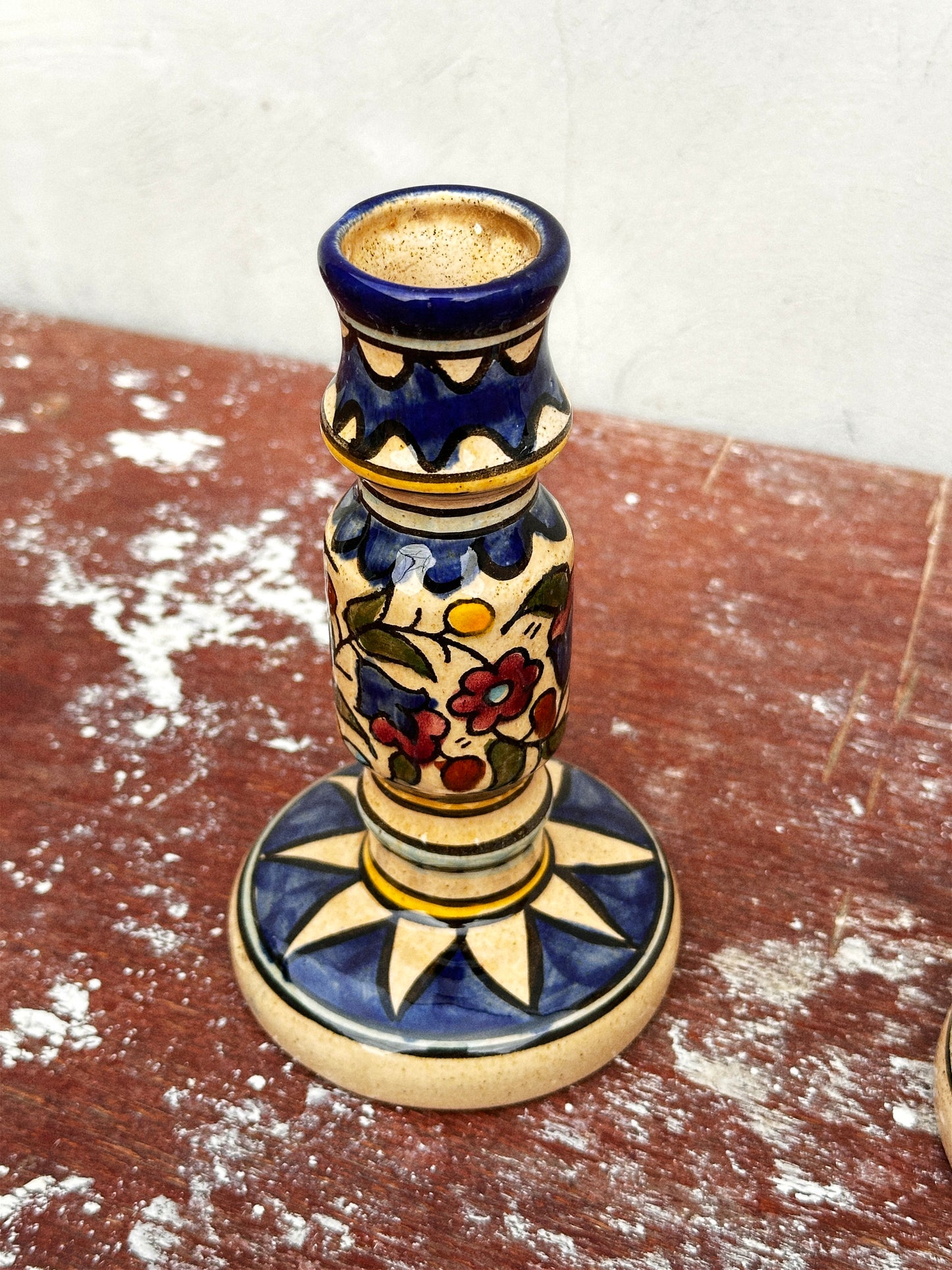Vintage Italian Glazed Ceramic Candlestick Holders (1950s)