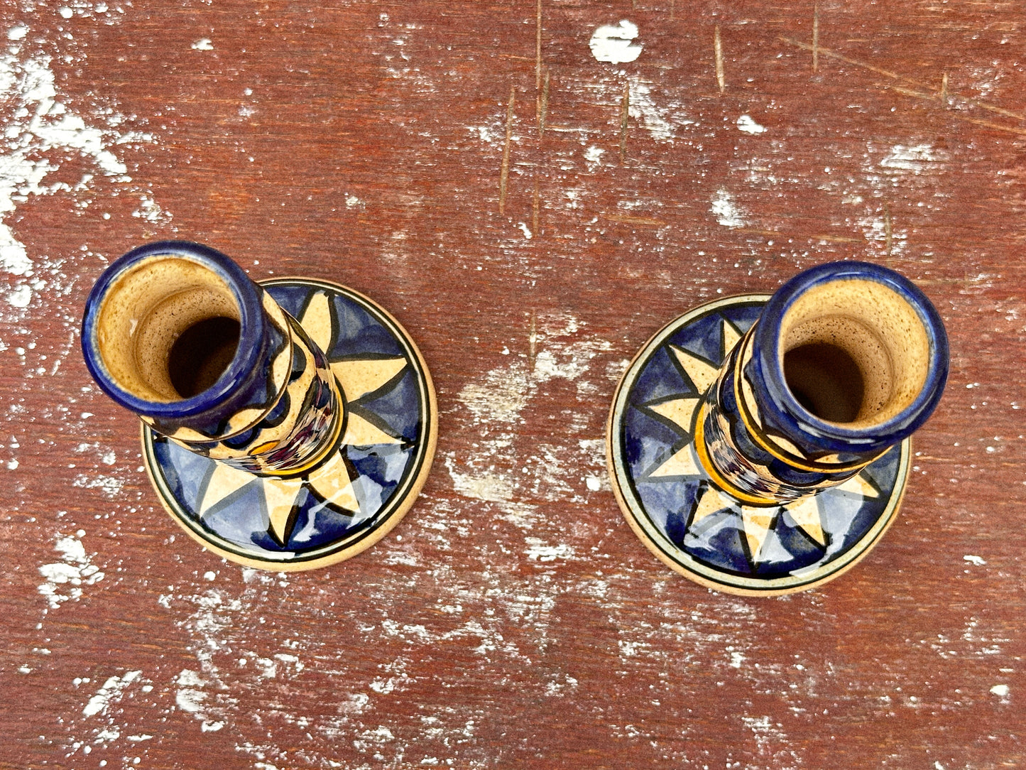 Vintage Italian Glazed Ceramic Candlestick Holders (1950s)