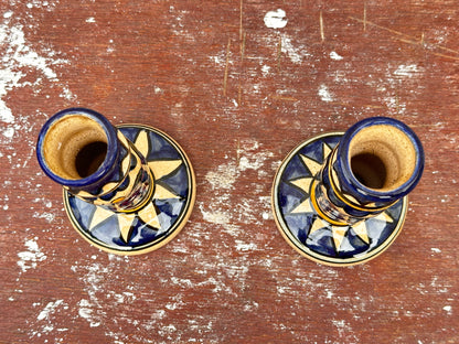 Vintage Italian Glazed Ceramic Candlestick Holders (1950s)