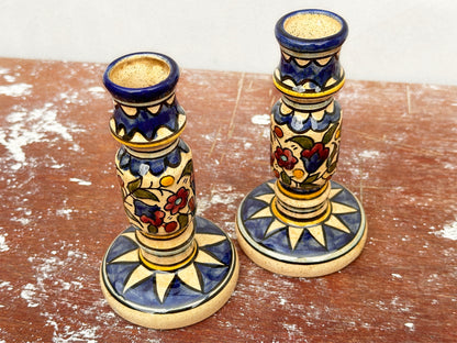 Vintage Italian Glazed Ceramic Candlestick Holders (1950s)