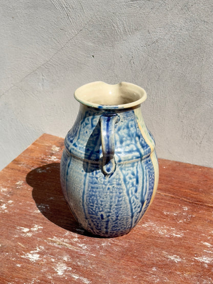 Rare French Stoneware Salt Glazed Mid-Century Studio Pottery Pitcher Vase (France, 1960s)