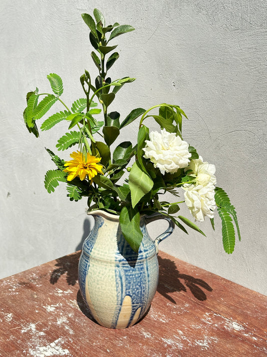 Rare French Stoneware Salt Glazed Mid-Century Studio Pottery Pitcher Vase (France, 1960s)