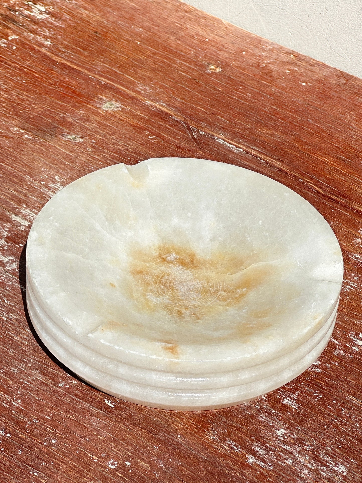 Heavy Vintage Italian Romani Bianchi Mid-Century White Marble Ashtray (Italy, 1960s)