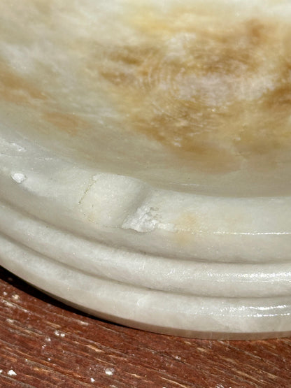 Heavy Vintage Italian Romani Bianchi Mid-Century White Marble Ashtray (Italy, 1960s)