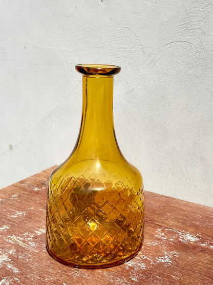 Mid-Century Italian Enesco Amber Diamond Cut Carafe/Pitcher/Vase (Italy, 1960s)