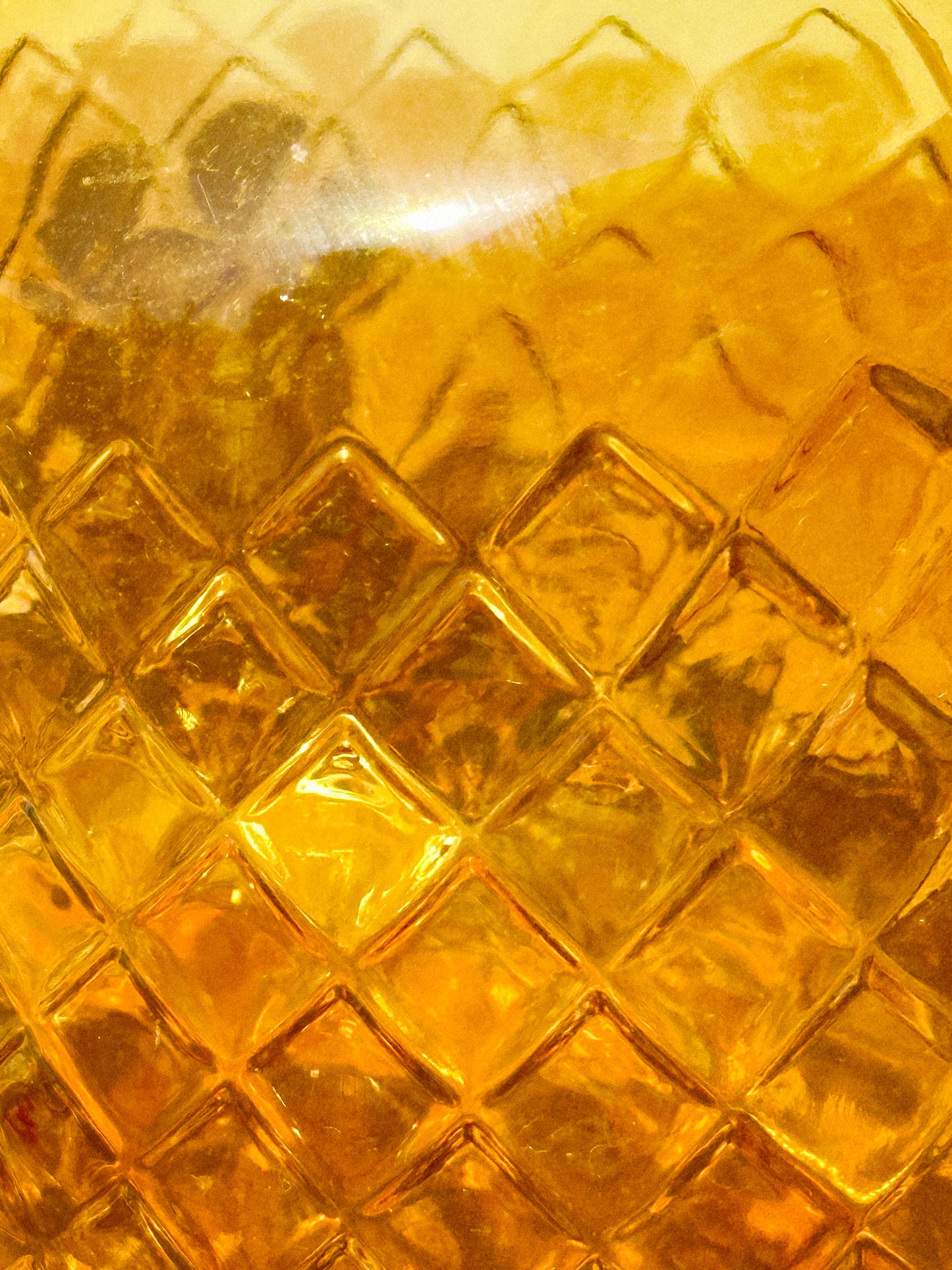 Mid-Century Italian Enesco Amber Diamond Cut Carafe/Pitcher/Vase (Italy, 1960s)
