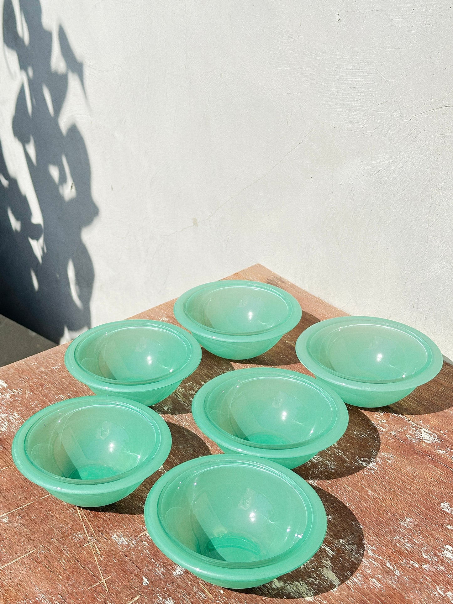 Vintage Mint Green Bormioli Rocco Italy Vetrorama Tempered Glass Plates & Bowls Set (Italy, 1960s)