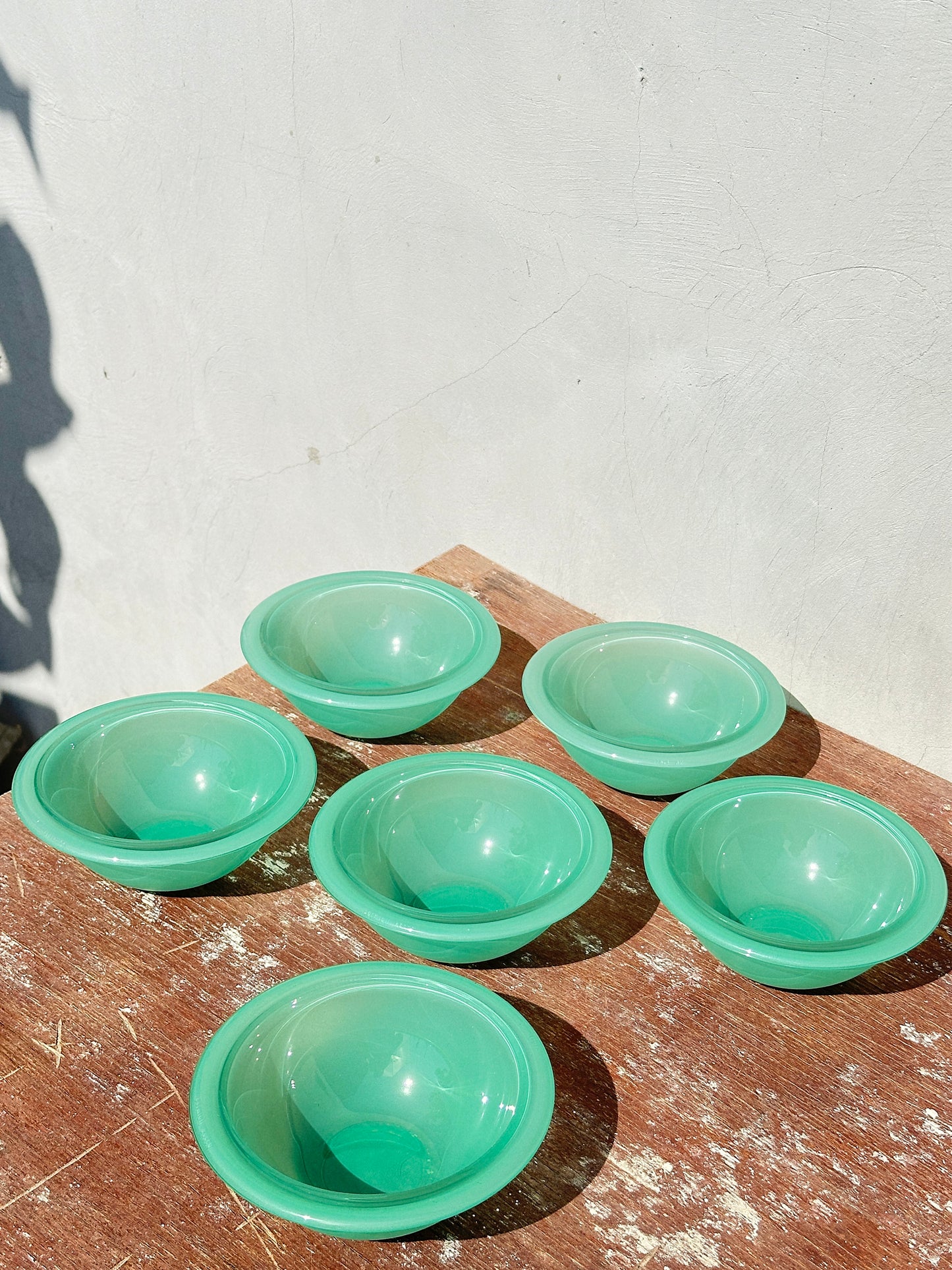 Vintage Mint Green Bormioli Rocco Italy Vetrorama Tempered Glass Plates & Bowls Set (Italy, 1960s)