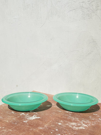 Vintage Mint Green Bormioli Rocco Italy Vetrorama Tempered Glass Plates & Bowls Set (Italy, 1960s)