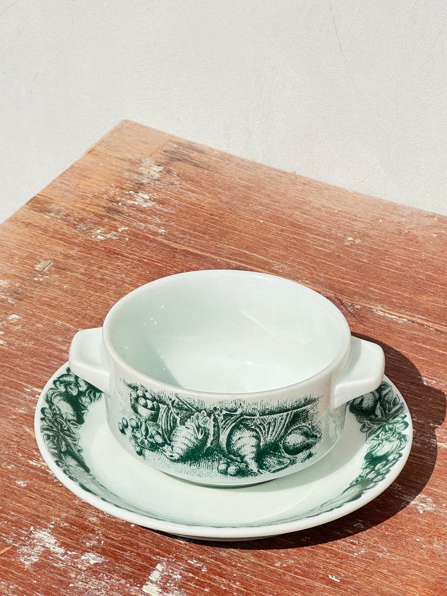 Rare Schönwald Porcelain Bowls with Handles & Saucers Quail Game Collection (Germany, 1970s)