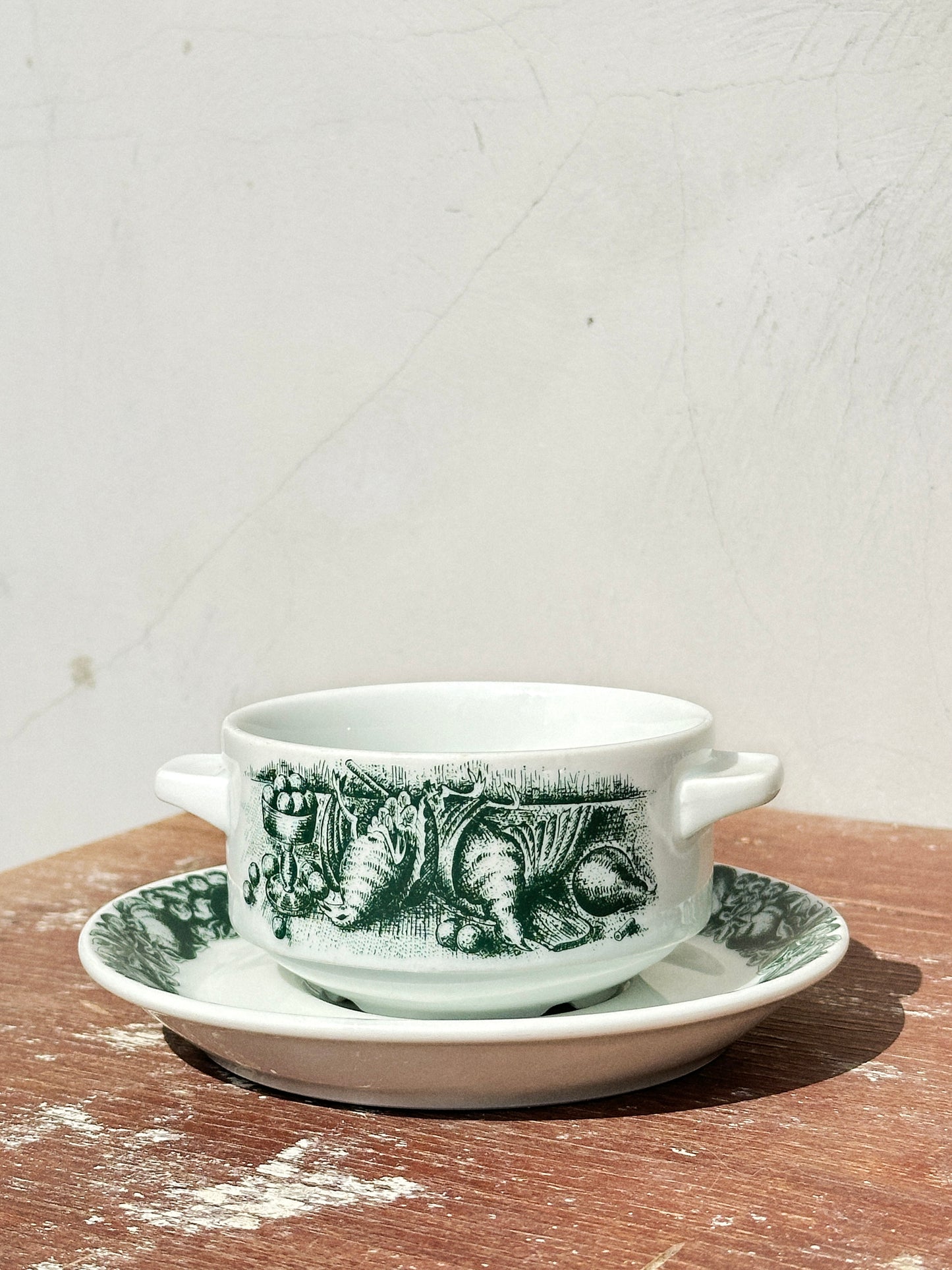 Rare Schönwald Porcelain Bowls with Handles & Saucers Quail Game Collection (Germany, 1970s)