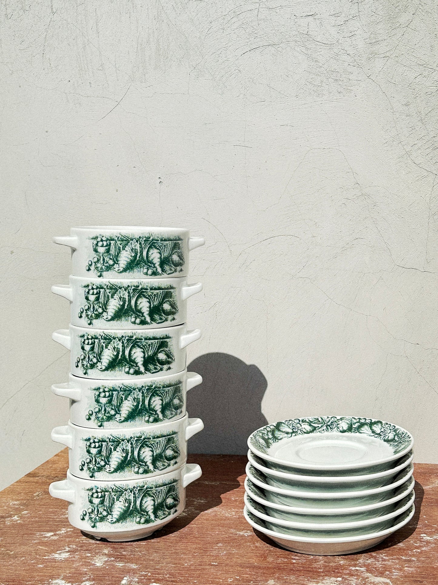 Rare Schönwald Porcelain Bowls with Handles & Saucers Quail Game Collection (Germany, 1970s)