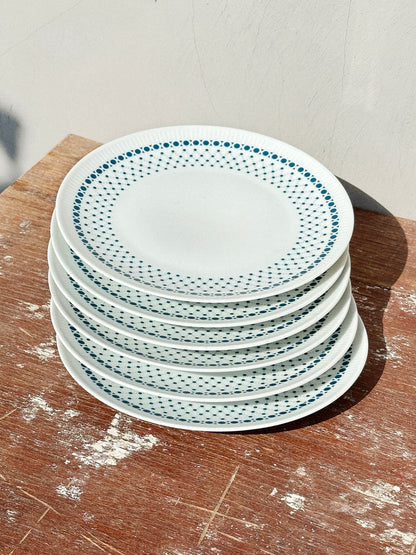 Op Art Mid-Century Winterling Marktleuthen Bavaria Navy Blue Dots Pattern 18-Pieces Set (Germany, 1950s)