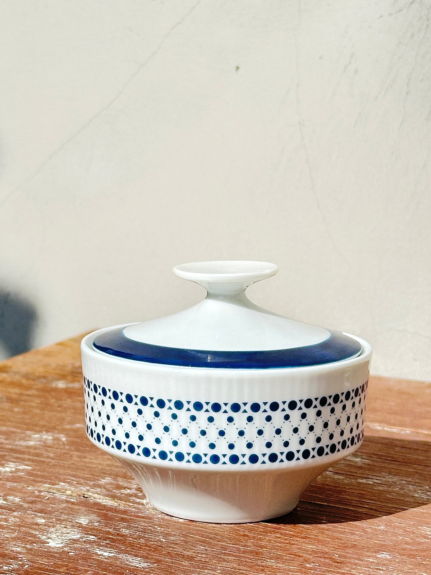 Op Art Mid-Century Winterling Marktleuthen Bavaria Navy Blue Dots Pattern 18-Pieces Set (Germany, 1950s)