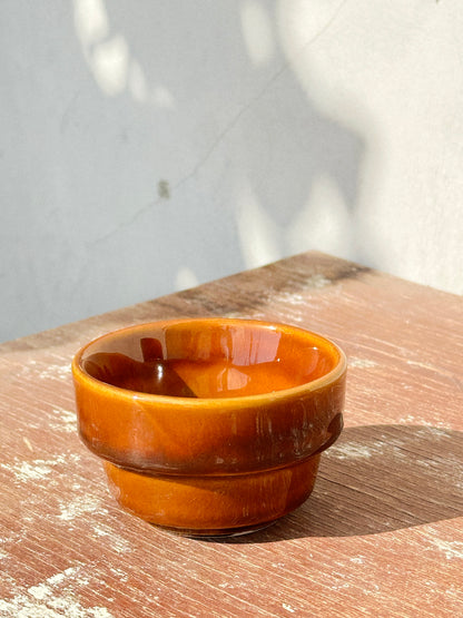 Retro Sarreguemines Ceramic Vibrant Burnt Orange Serving Bowls Set of 4 (France, 1970s)