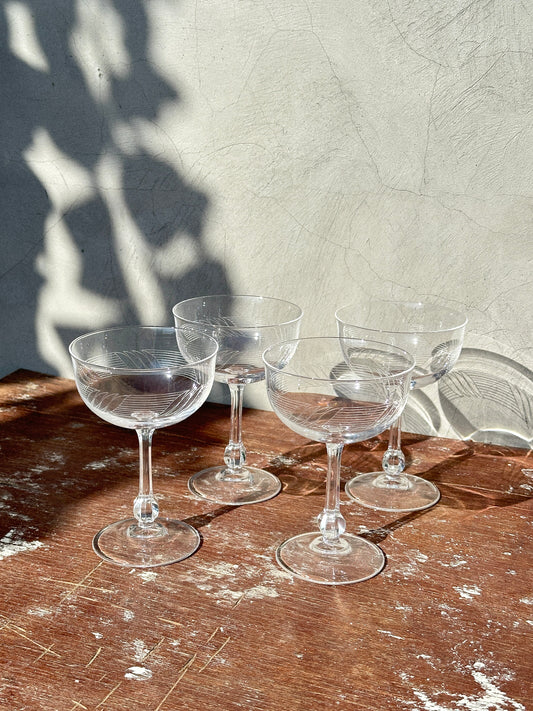 Rare Vintage Crystal Villeroy & Boch Bel Canto Collection Coupe Champagne Glasses (Germany, 1986 - 1989)